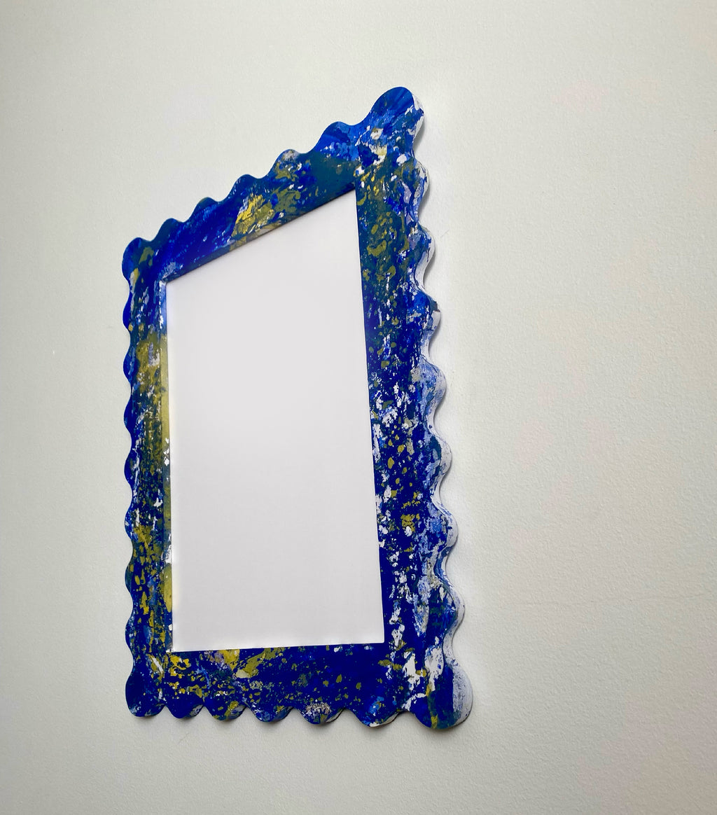 #002 A4 Dipped Squiggle Frame - Cobalt Blue & Yellow