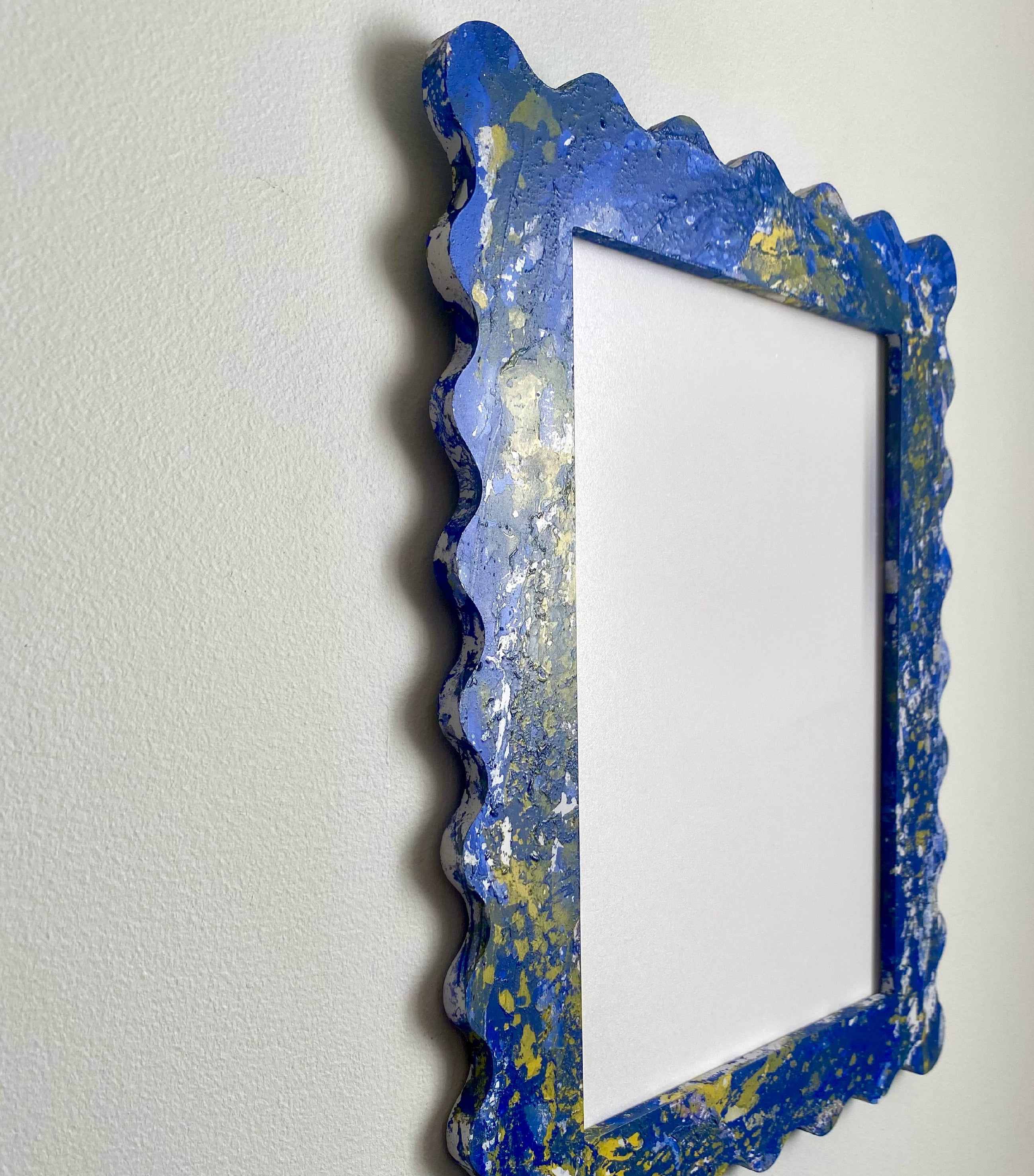 #002 A4 Dipped Squiggle Frame - Cobalt Blue & Yellow