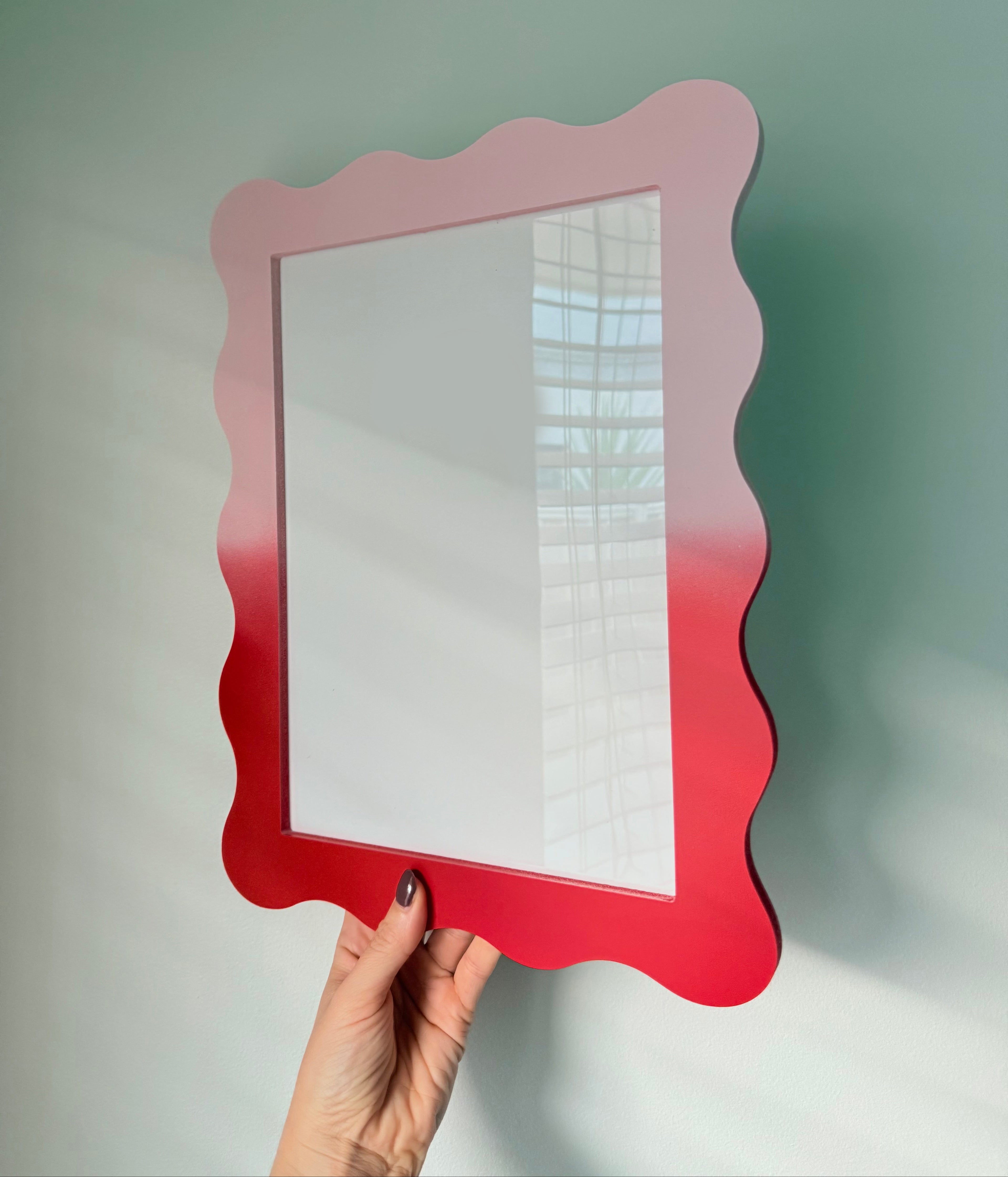A4 Ombre Red Pink Wavy Frame