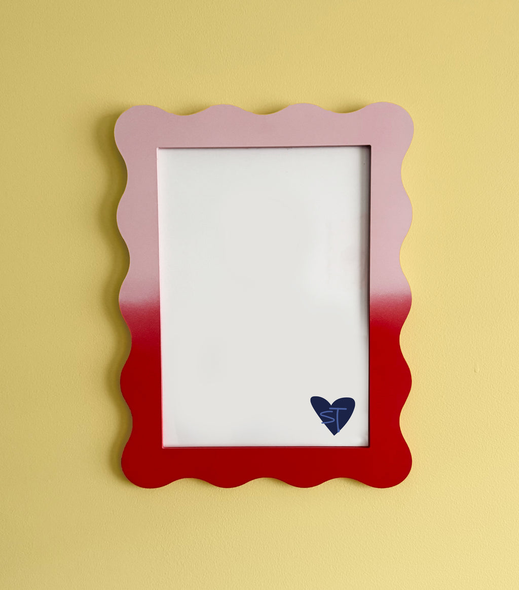 A4 Ombre Red Pink Wavy Frame