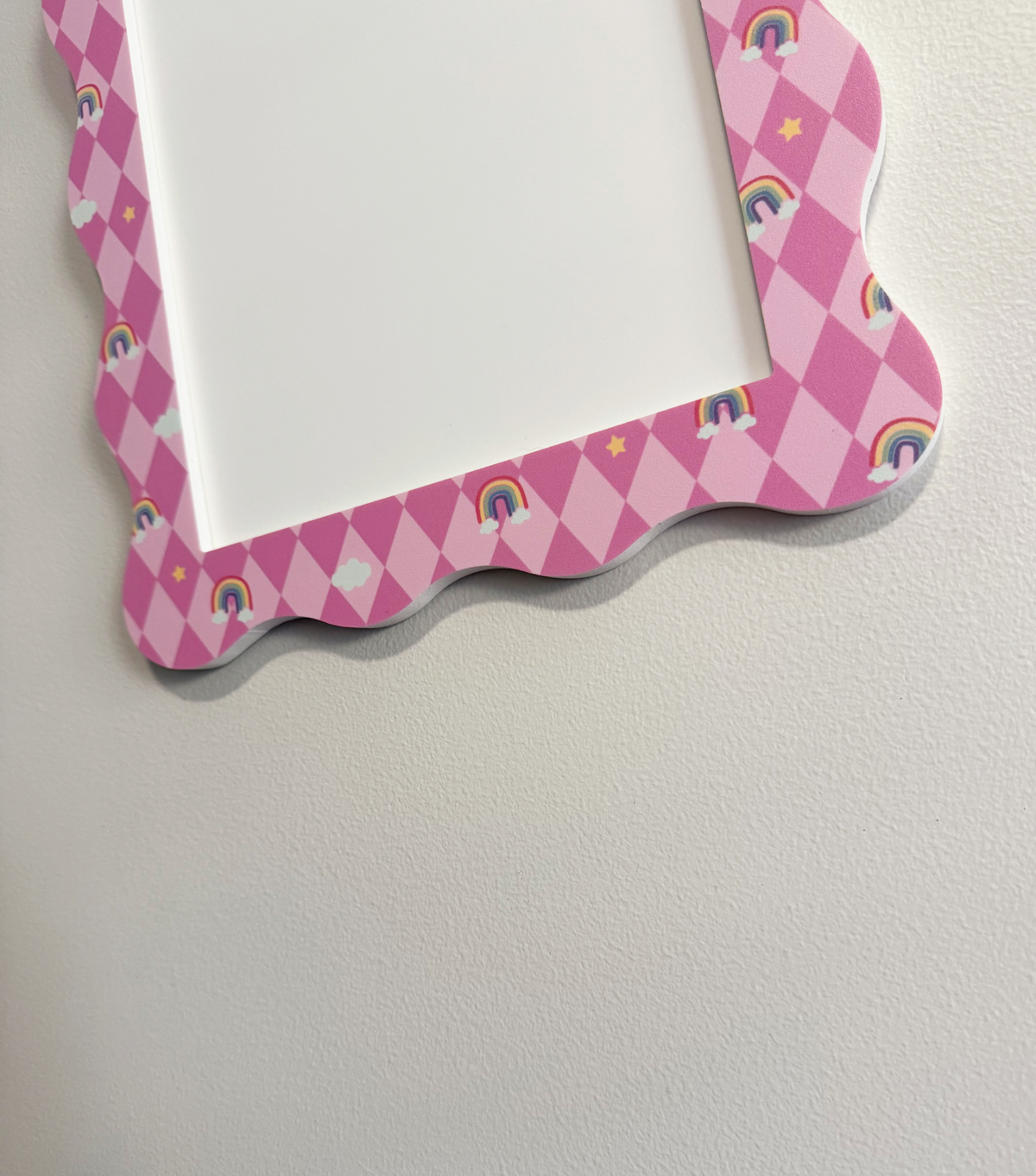 A4 Pink Harlequin Rainbow Wavy Frame