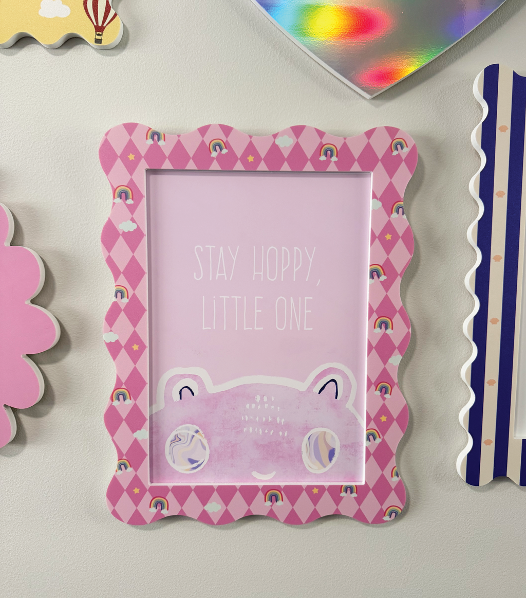 A4 Pink Harlequin Rainbow Wavy Frame