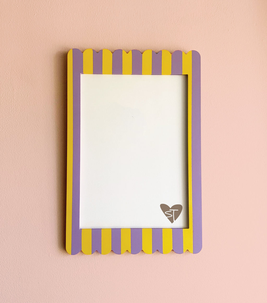 A4 Yellow Lilac Stripe Scallop Frame