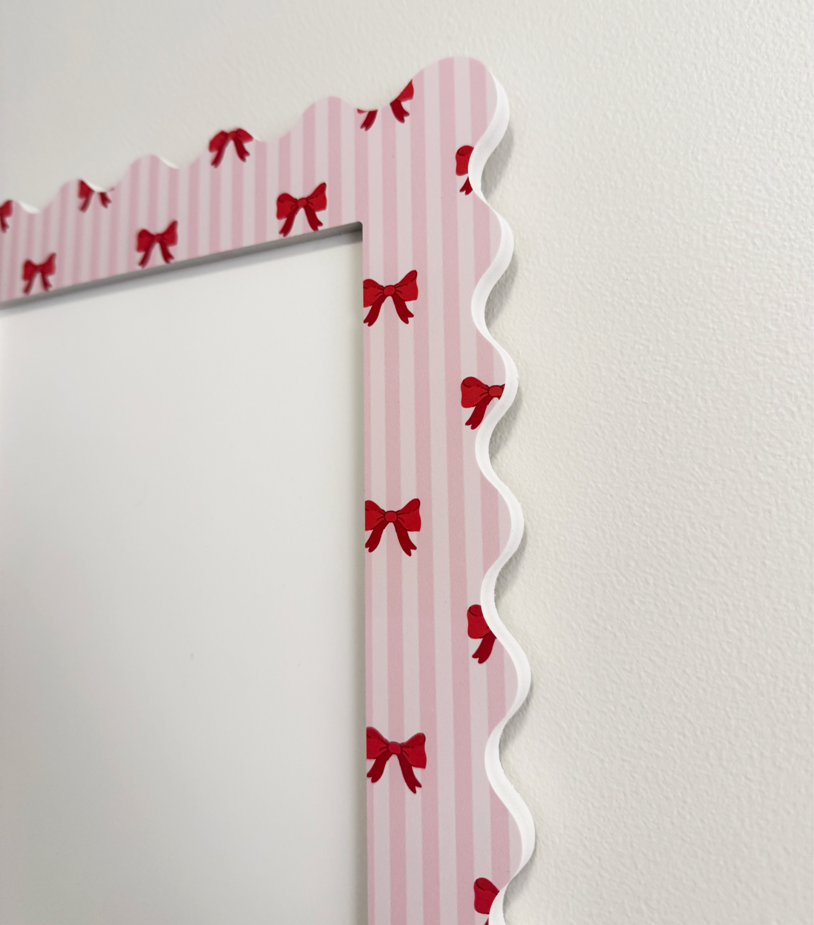 A4 Pink Stripe Bow Squiggle Frame