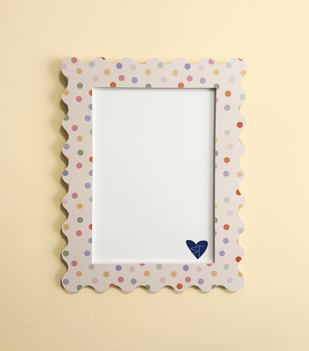 A4 Pastel Polka Dot Squiggle Frame