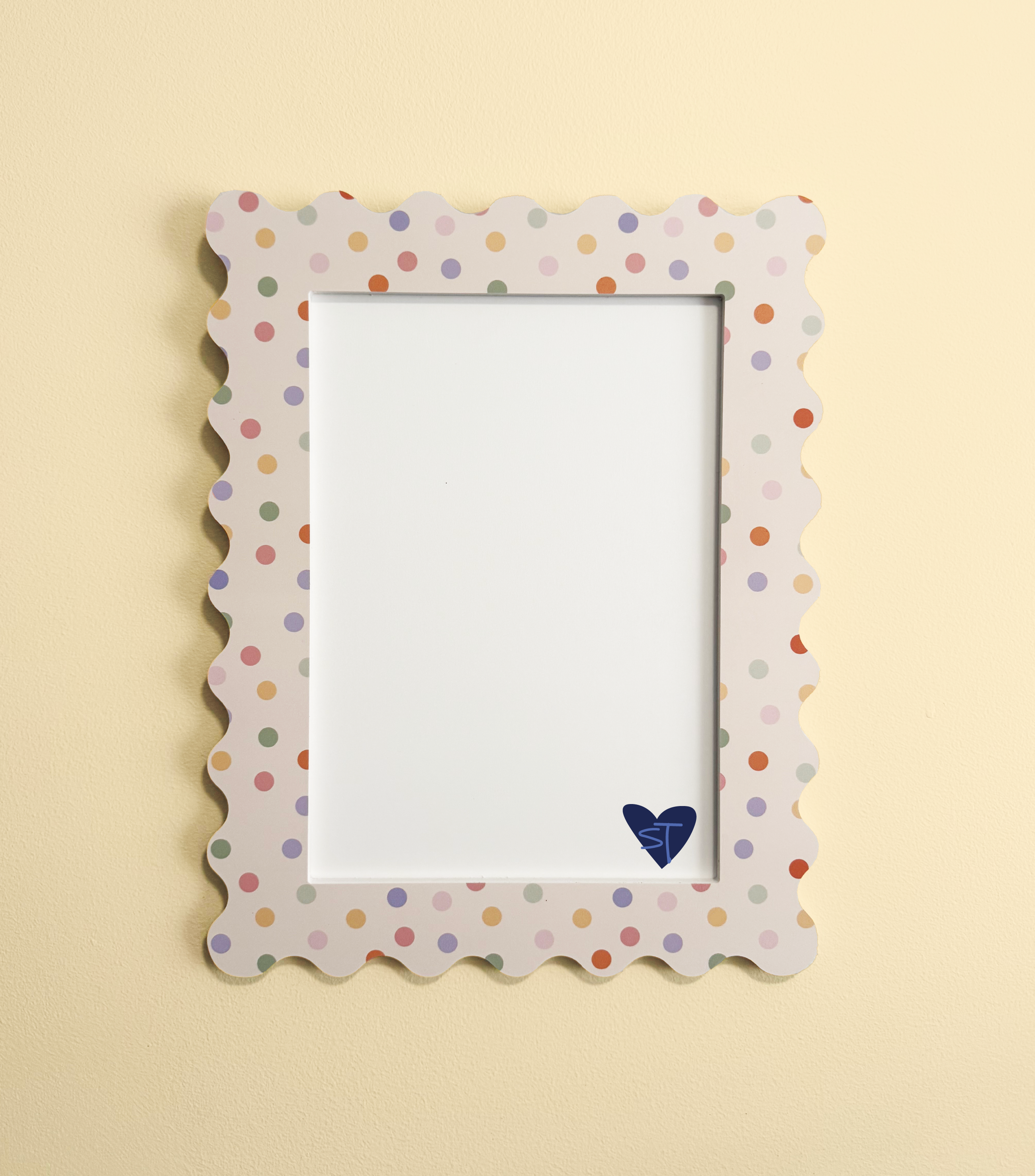A4 Pastel Polka Dot Squiggle Frame