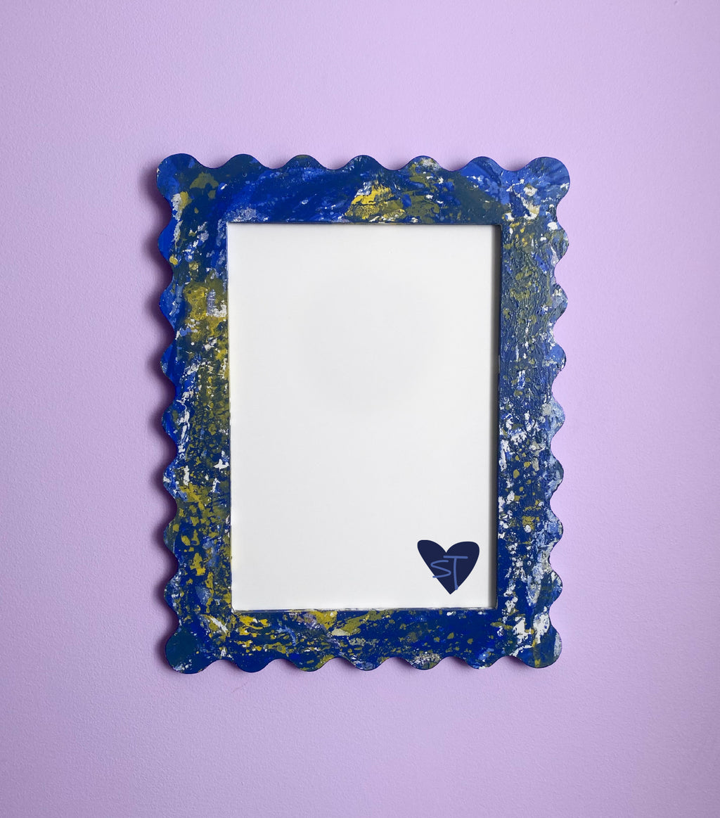 #002 A4 Dipped Squiggle Frame - Cobalt Blue & Yellow