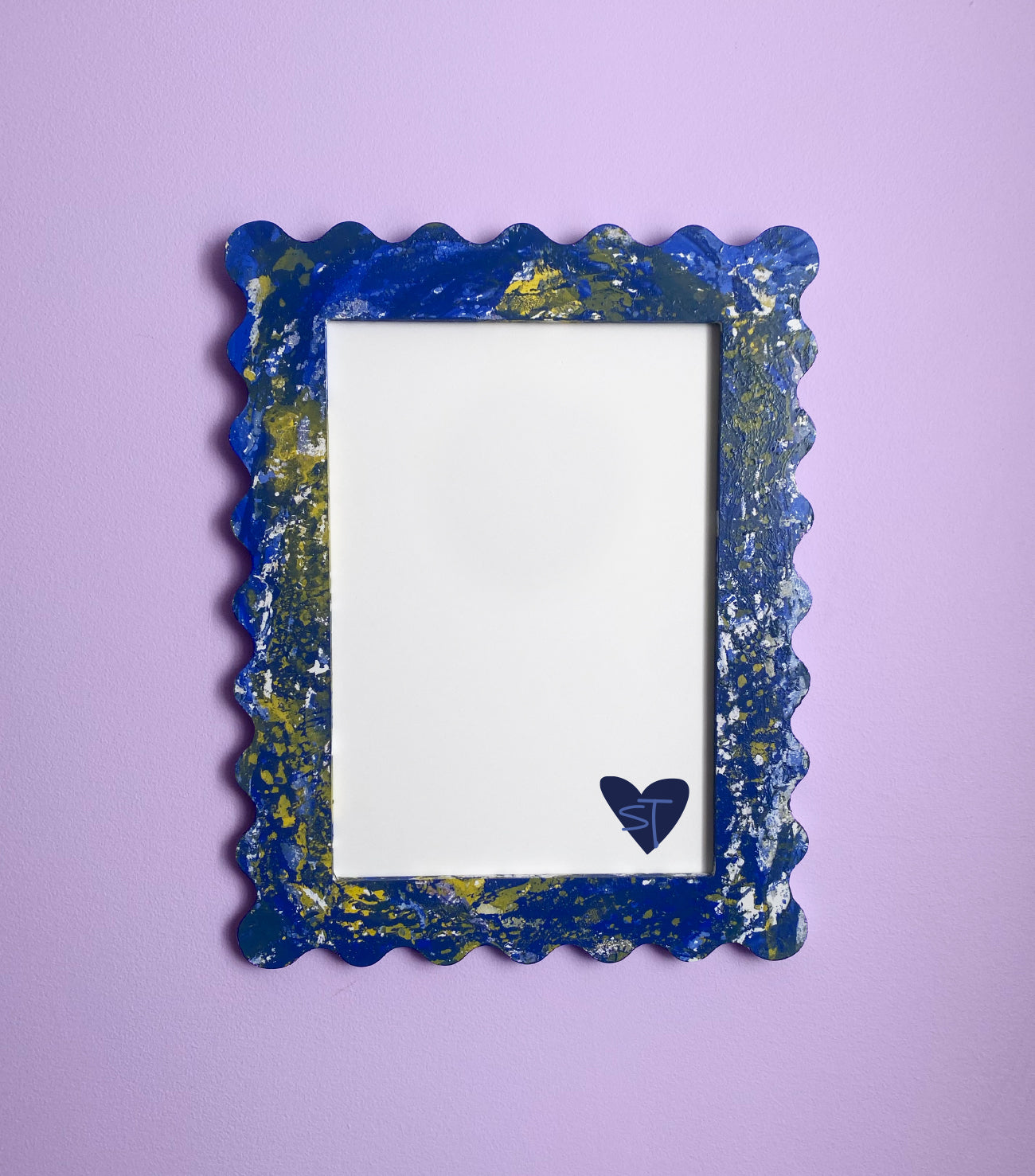 #002 A4 Dipped Squiggle Frame - Cobalt Blue & Yellow