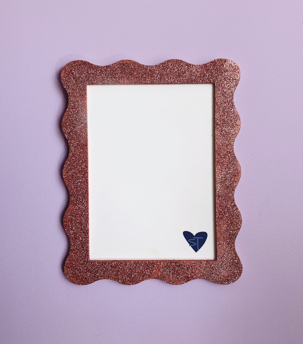 A4 Glitter Pink Wavy Frame