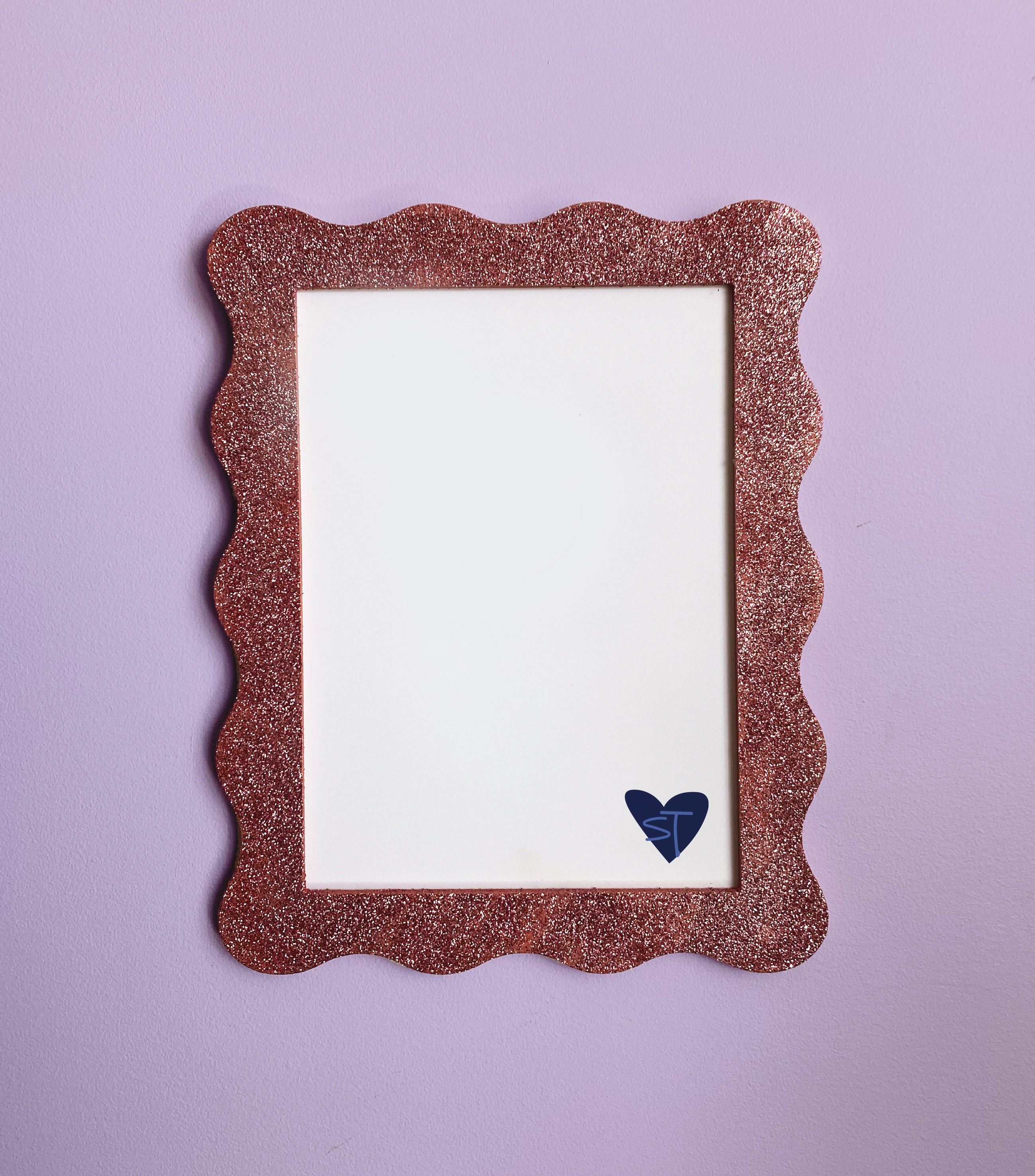 A4 Glitter Pink Wavy Frame