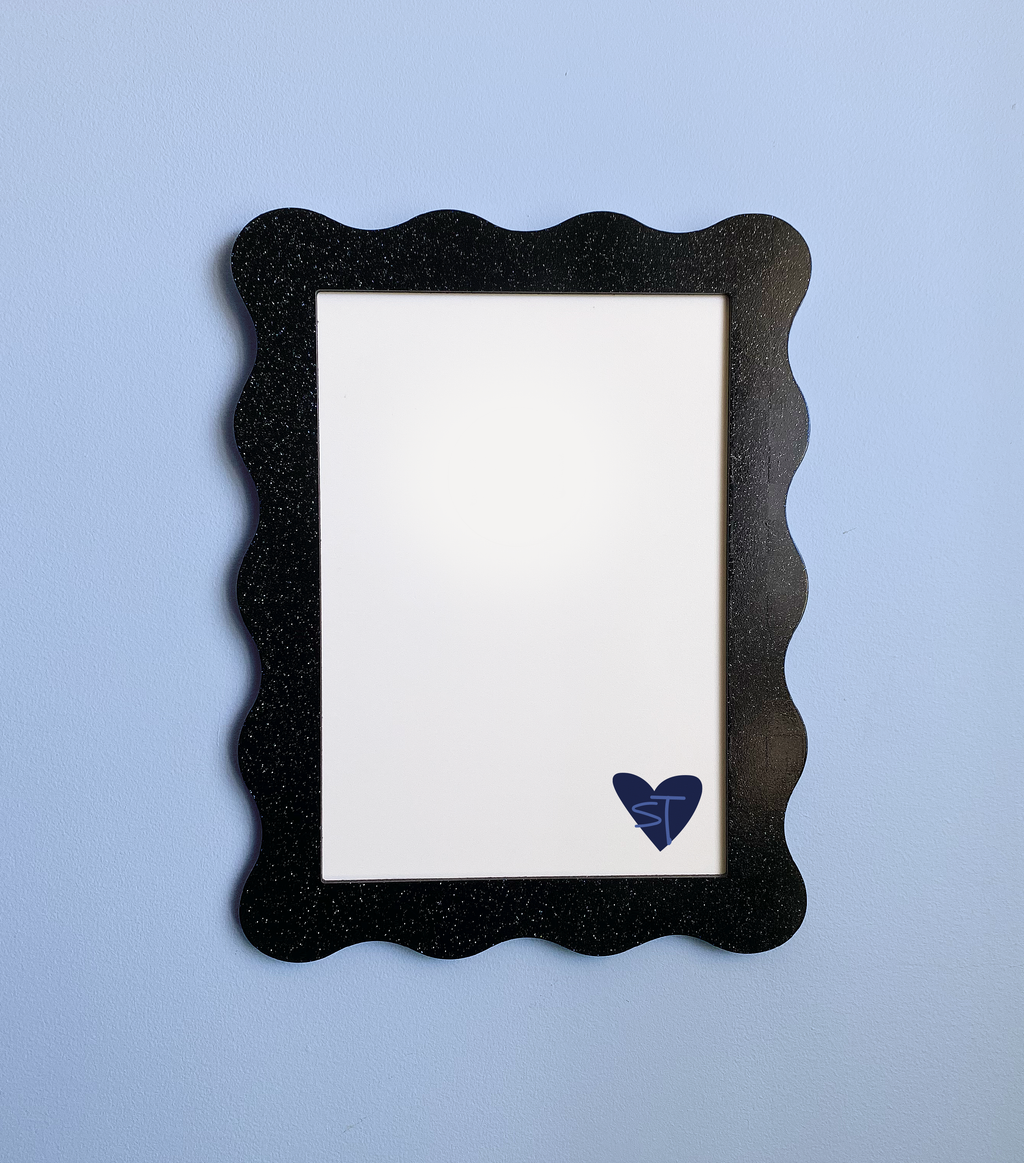 A4 Black Sparkle Wavy Frame