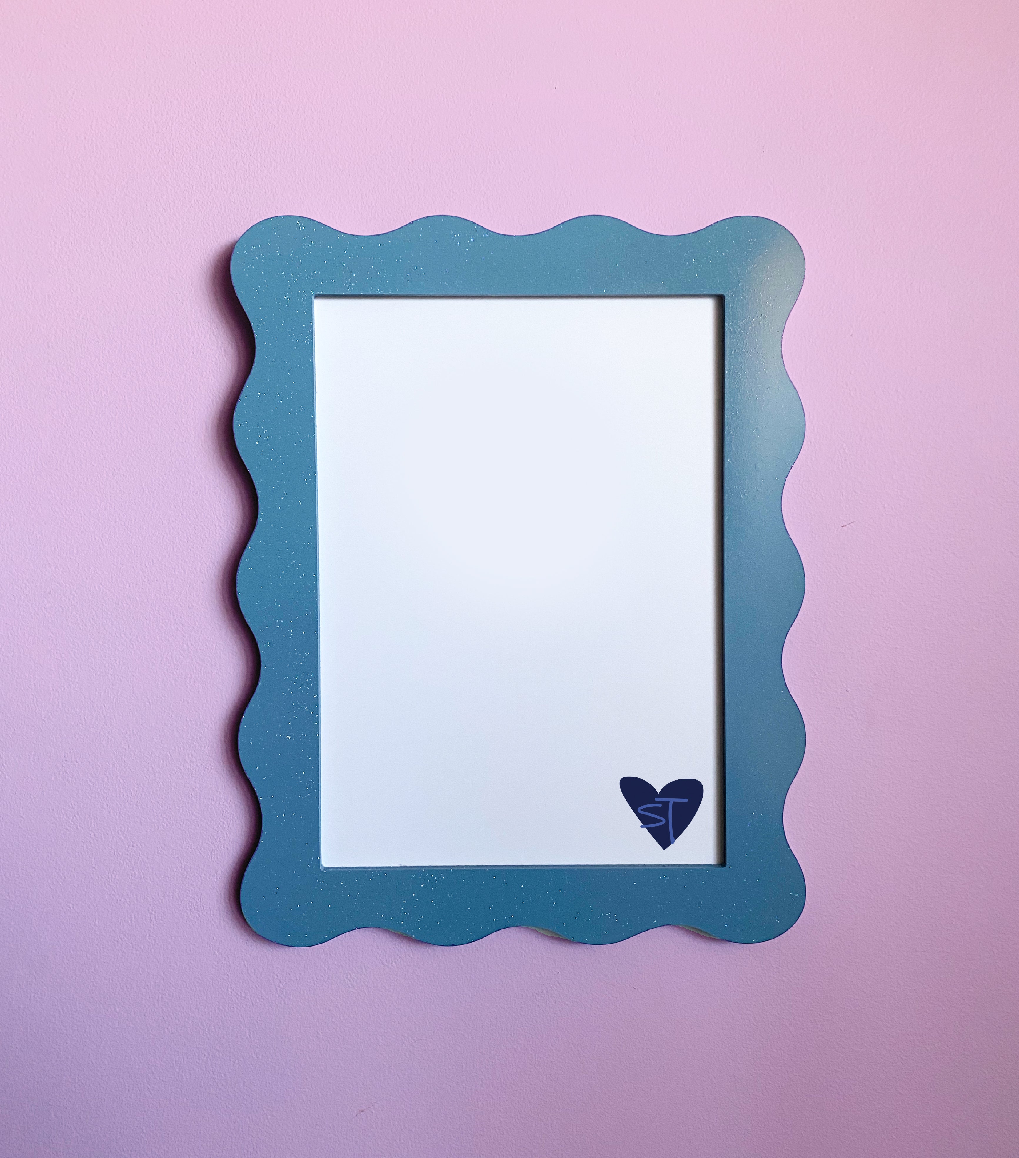 A4 Blue Sparkle Wavy Frame