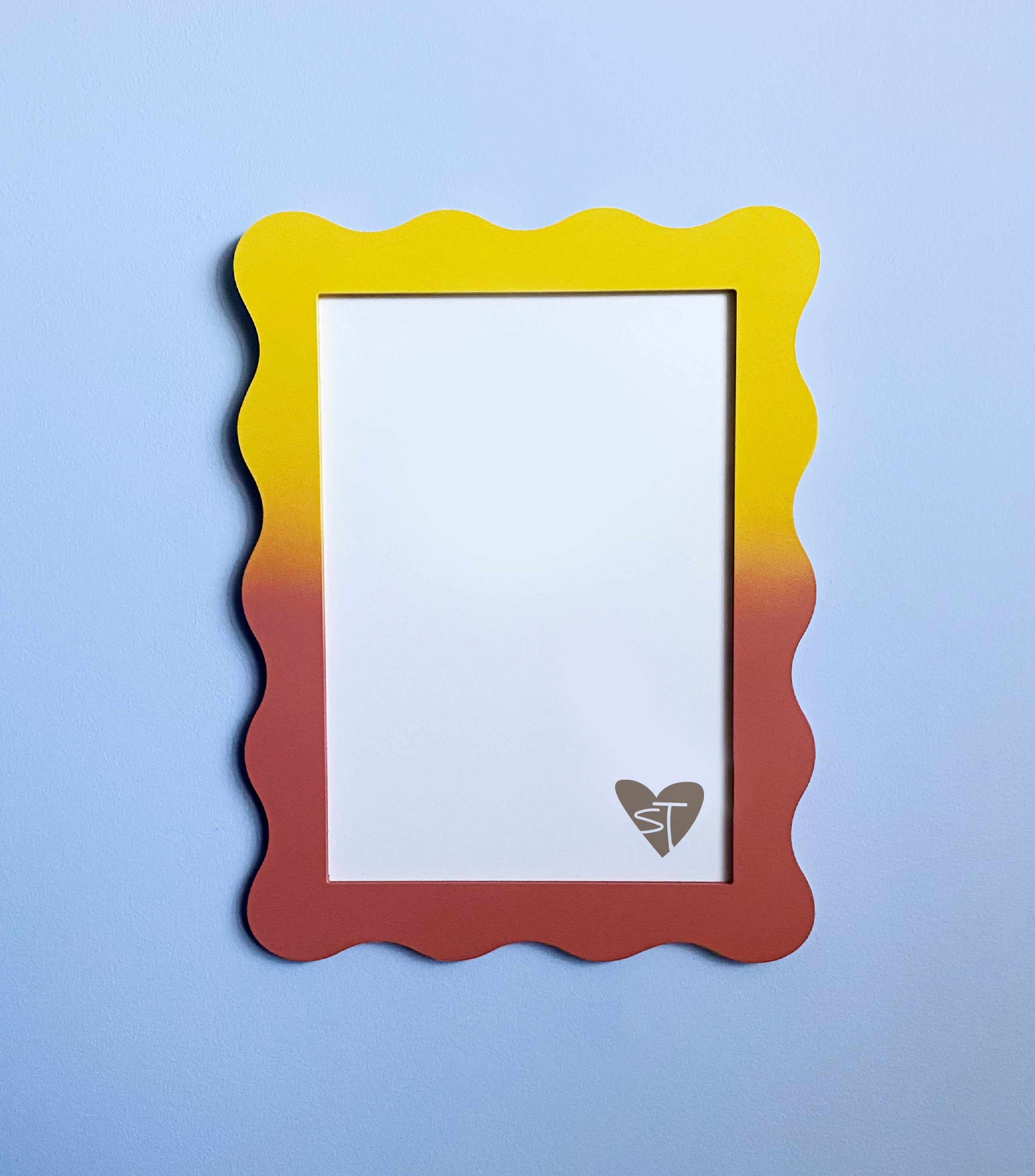 A4 Ombre Pink Yellow Wavy Frame