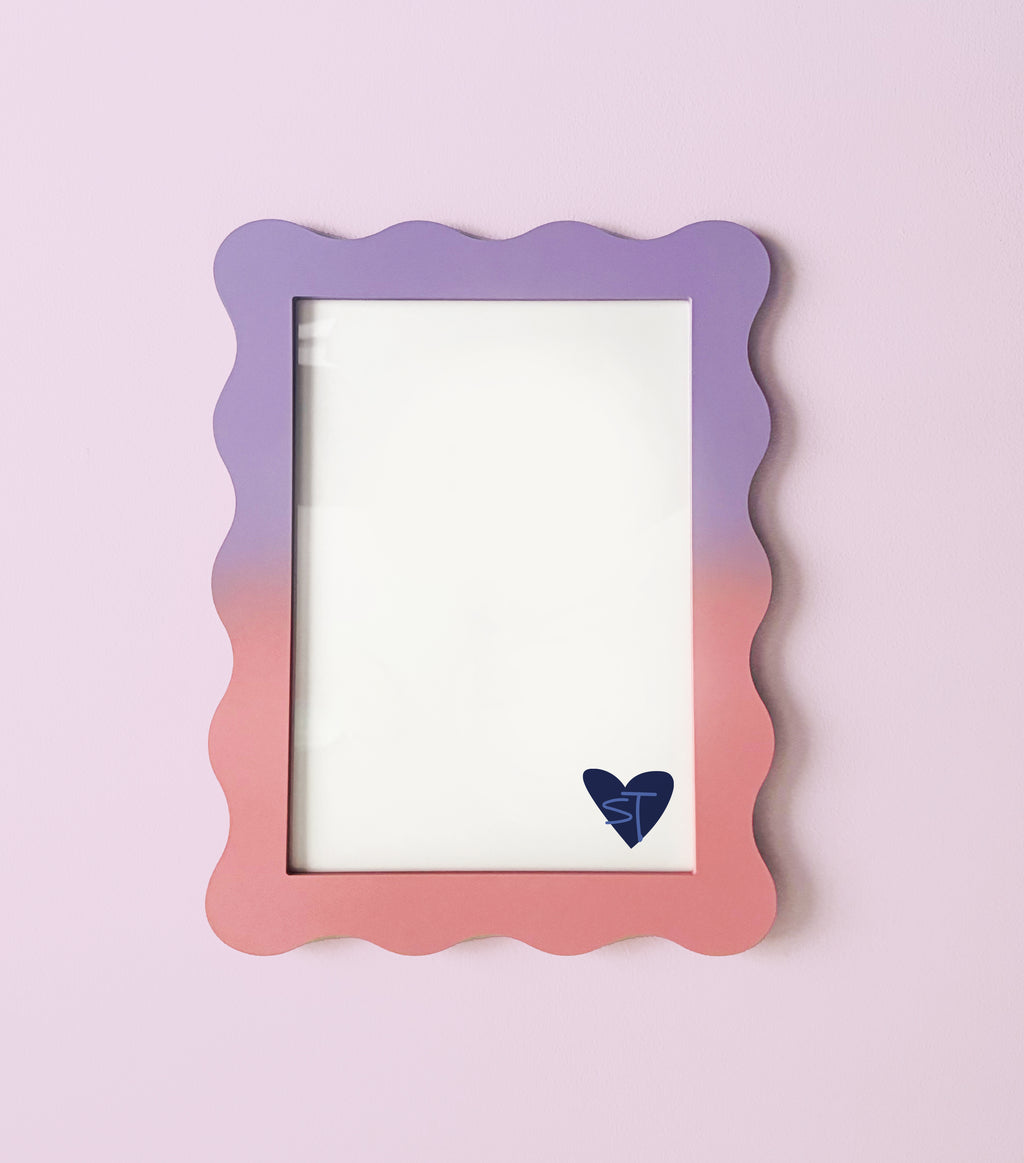 A4 Ombre Lilac Pink Wavy Frame