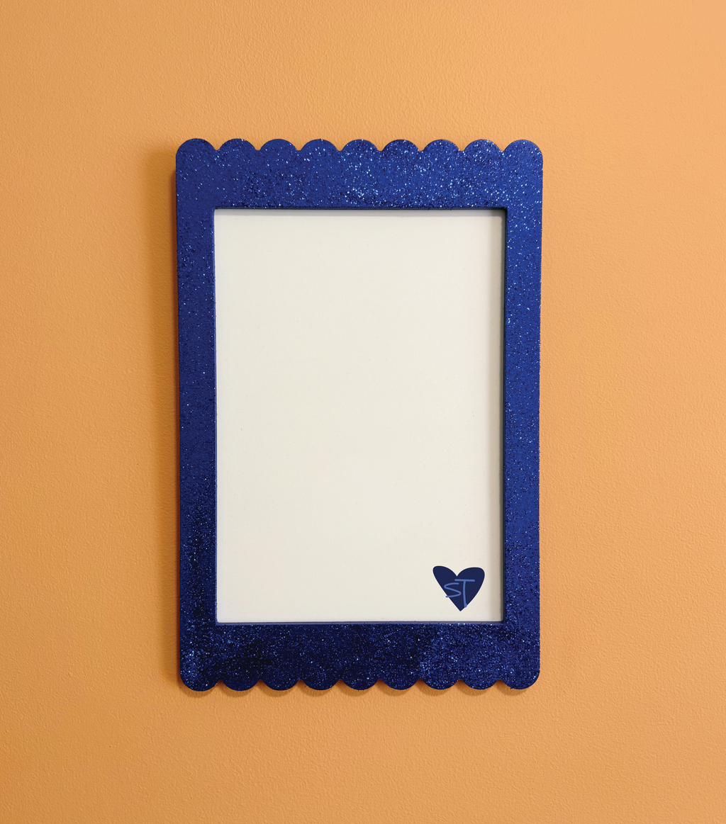 A4 Glitter Cobalt Scallop Frame