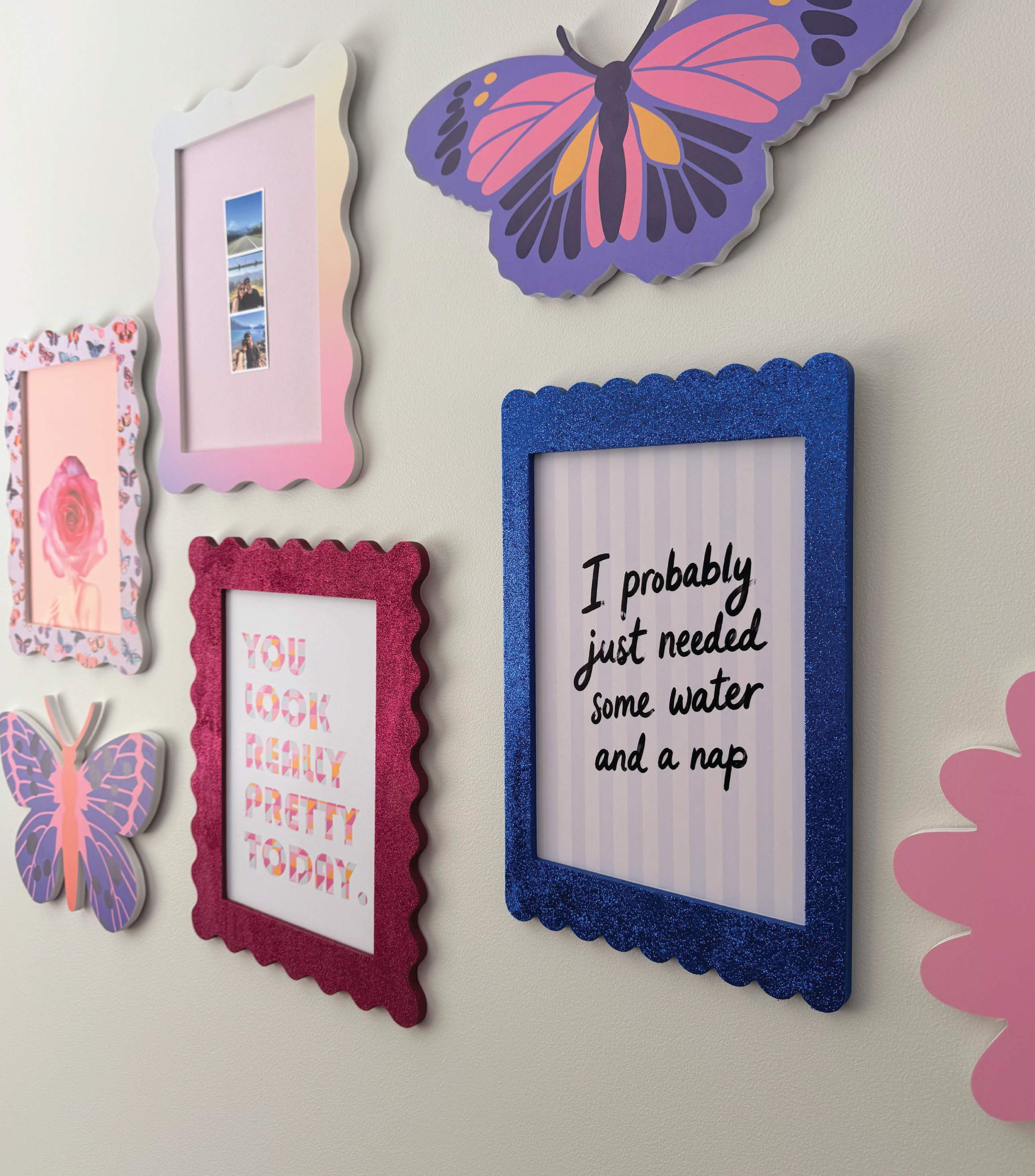 A4 Glitter Cobalt Scallop Frame