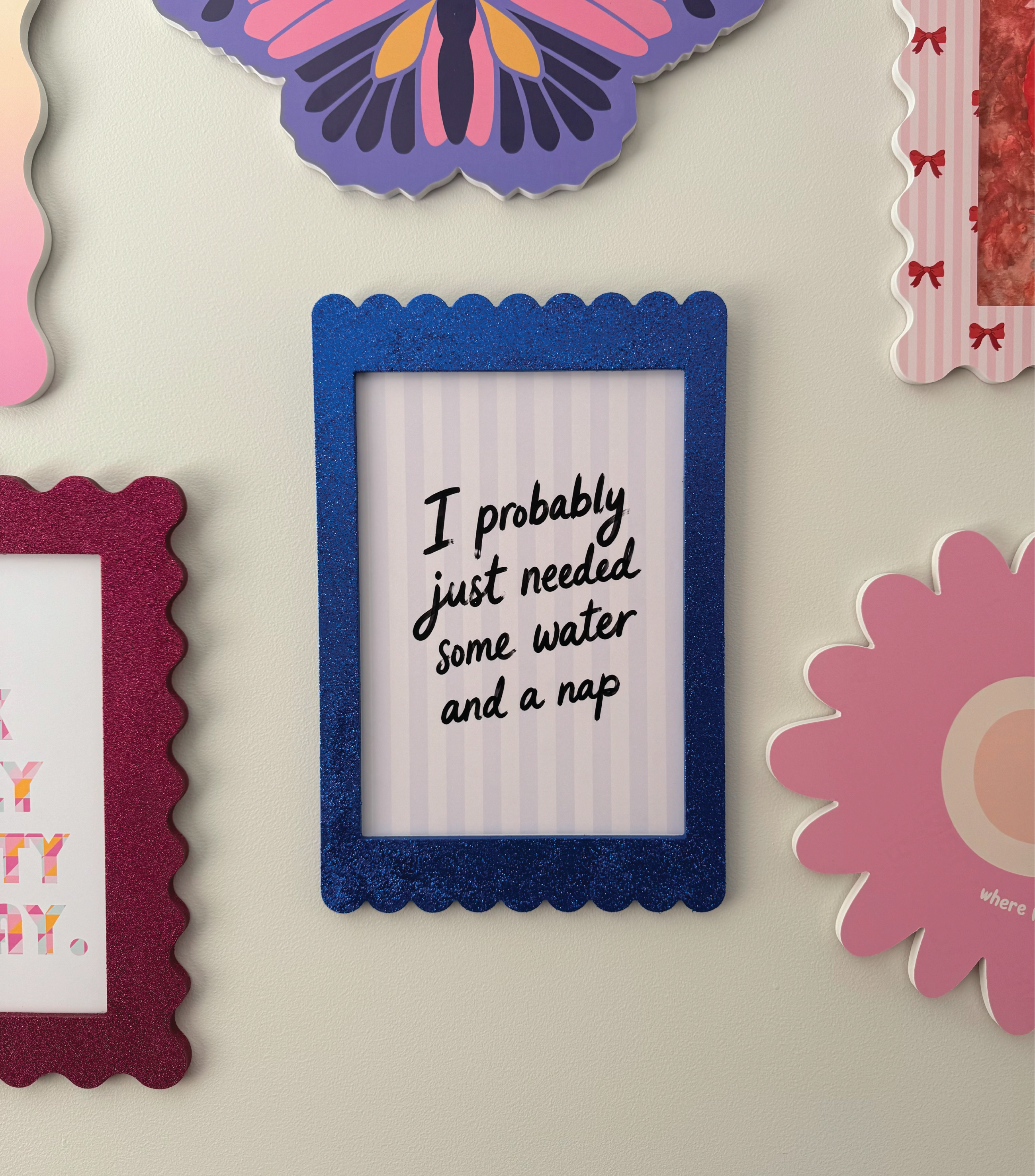 A4 Glitter Cobalt Scallop Frame