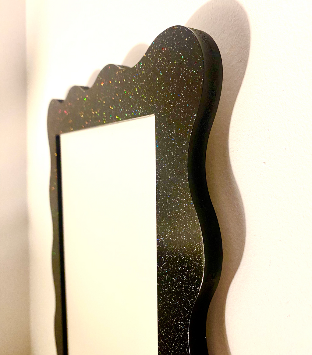 A4 Black Sparkle Wavy Frame