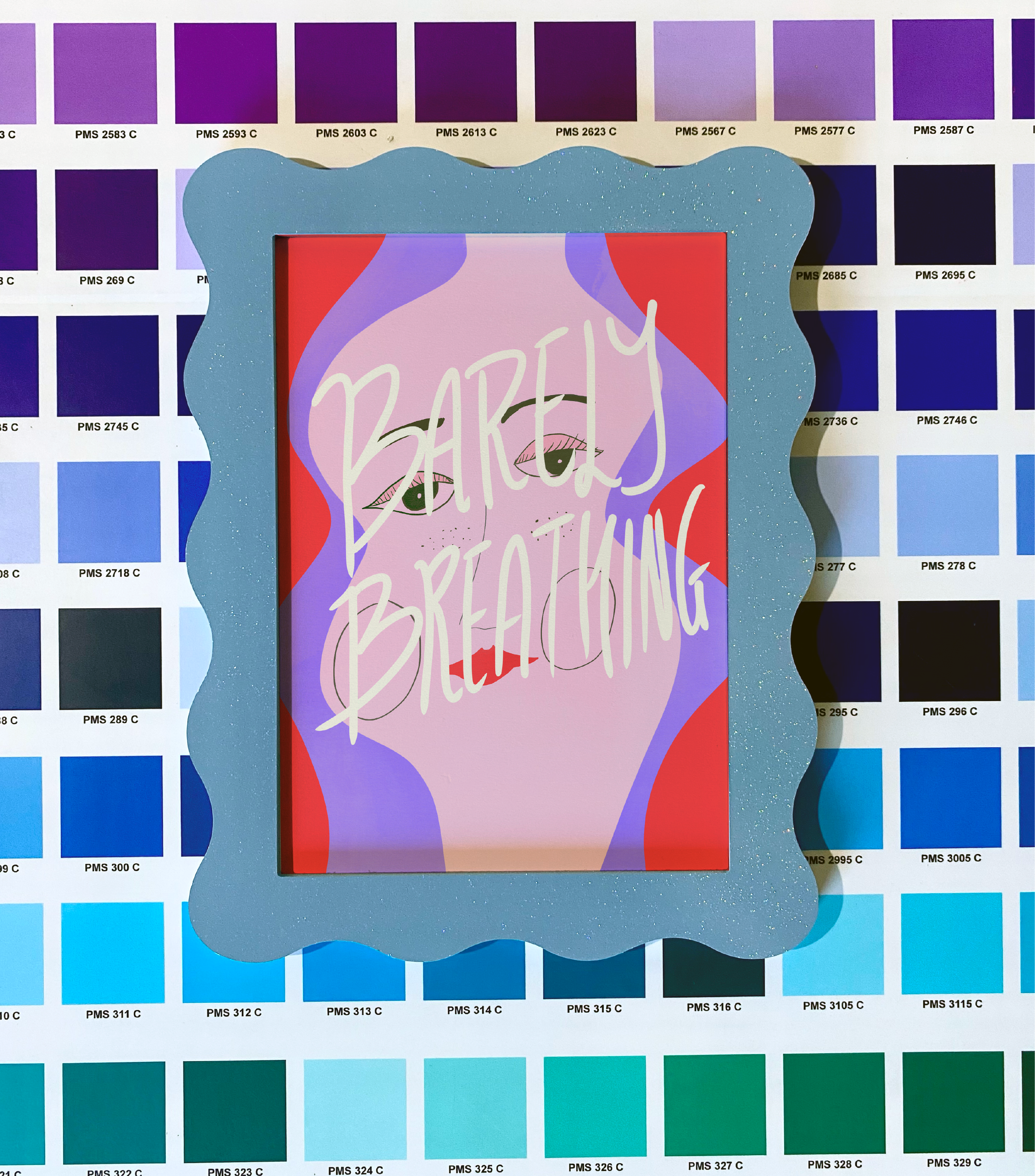 A4 Blue Sparkle Wavy Frame