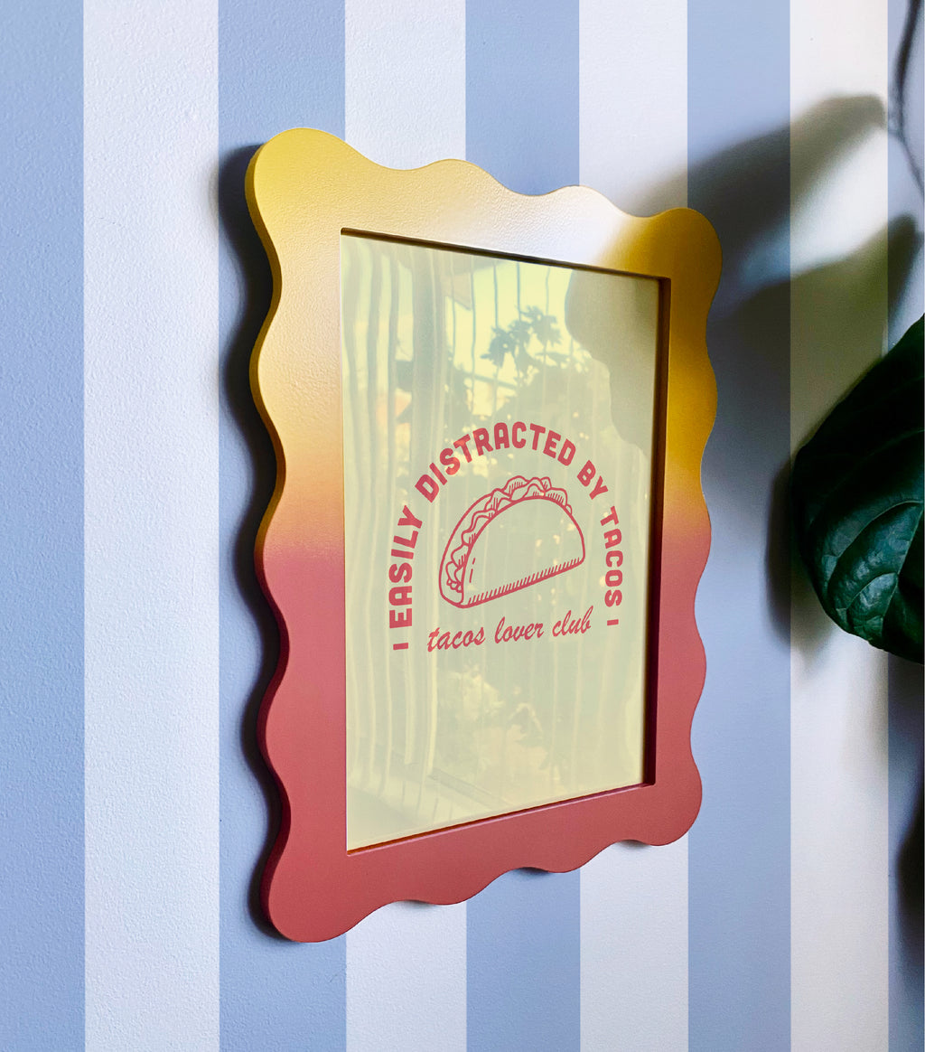 A4 Ombre Pink Yellow Wavy Frame