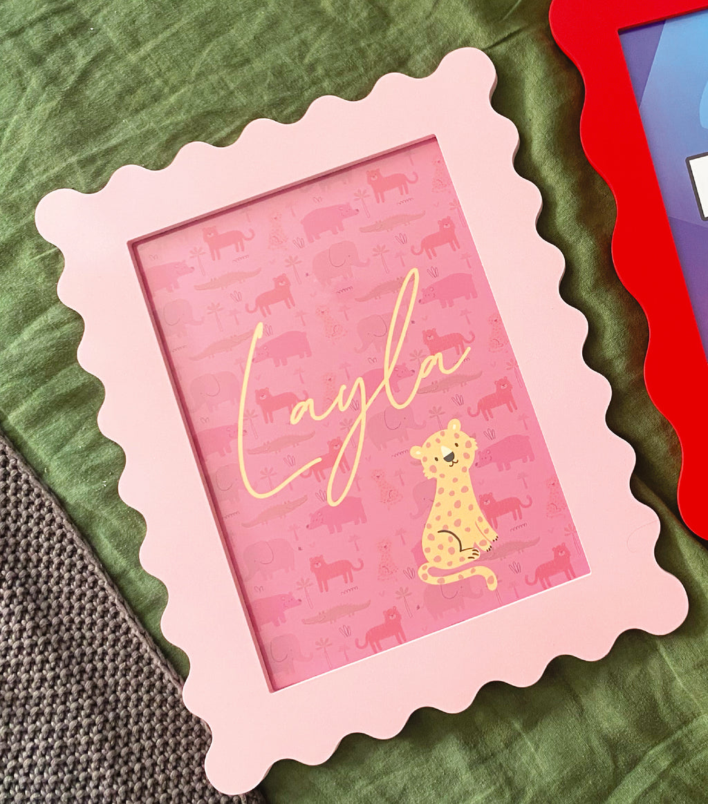A4 Baby Pink Squiggle Frame