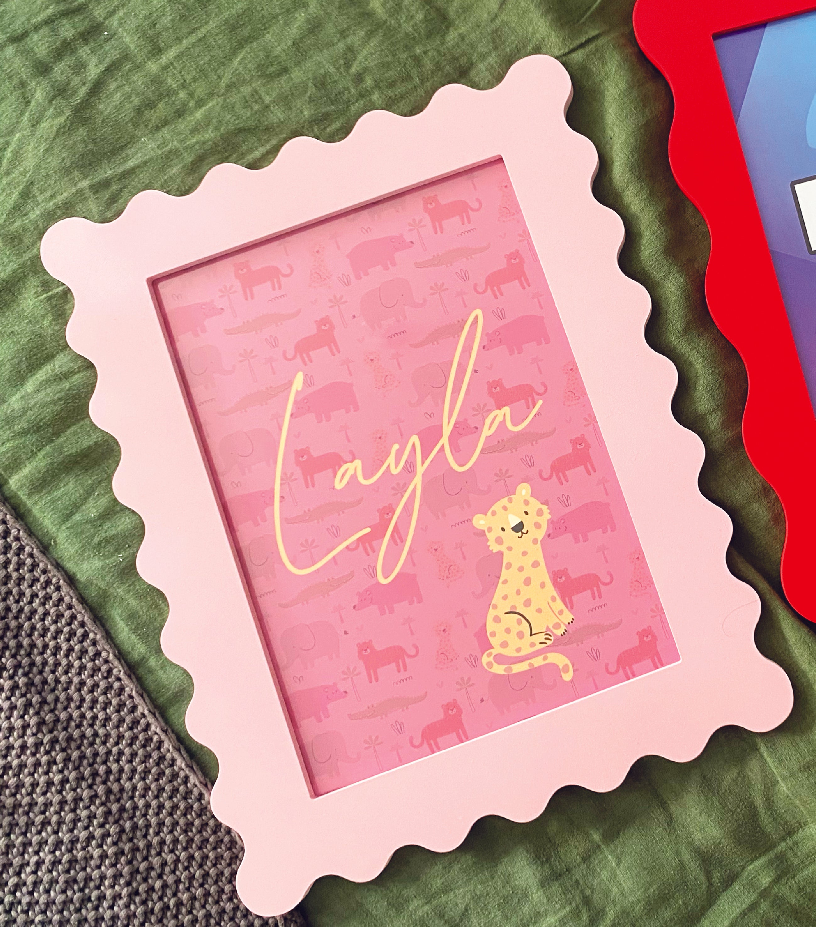 A4 Baby Pink Squiggle Frame